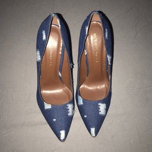 Shoe Republic LA Distressed Denim heels